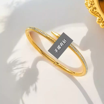 Cross-border Stainless Steel Bracelet Women's High-grade Electroplated Circle Bracelet Diamond Light Luxury Titanium Steel Fashion Jewelry
