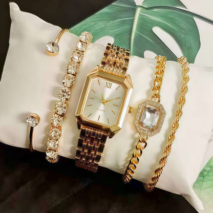 New Trendy Square Women's Quartz Watch Fashion Steel Band Women's Wristwatch Wholesale from Manufacturer in Stock