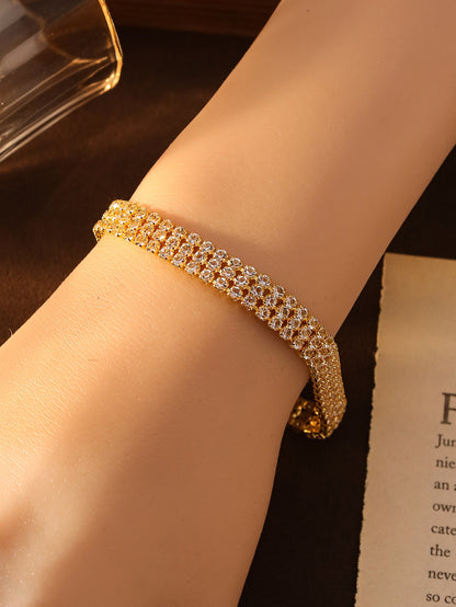 Cross-border Explosive Simple Fashion Rai Diamond Bracelet High-end Korean Style Light Luxury Full Diamond Bracelet European and American Style Personalized Bracelet