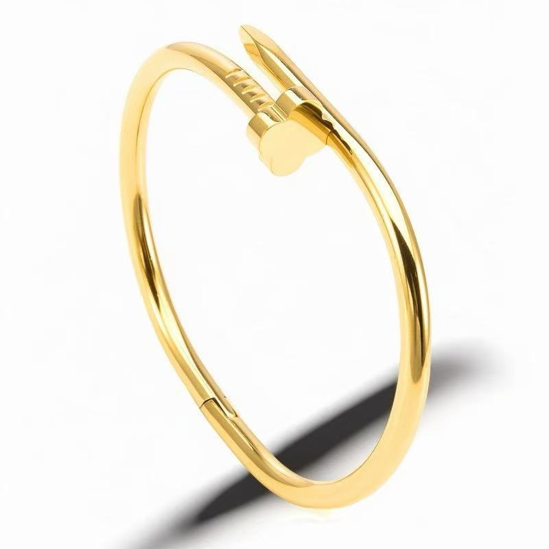 European and American Cross-Border Stainless Steel Bracelet, Titanium Steel Nail Bracelet for Women, Non-Fading, Simple, Versatile, Fashionable and Elegant Bracelet