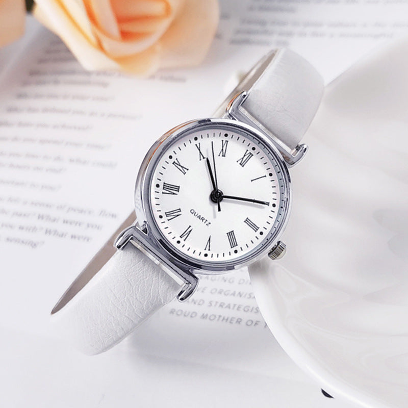 Cross-Border In-Stock Student Watches for Women, Niche Digital Thin Leather Strap Quartz Exam Ladies' Wholesale Student Electronic Watches
