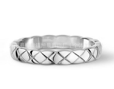 European and American Cross-Border Fashion Wavy Edge Glossy Rhombus Cross Ring Women's Personalized High-End Index Finger Titanium Steel Ring