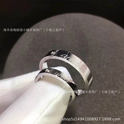 High-Quality Card Ring Love Single Diamond Signature Ring with Diamonds That Will Not Fade, Couple Rings, Men's and Women's Rings Factory Wholesale