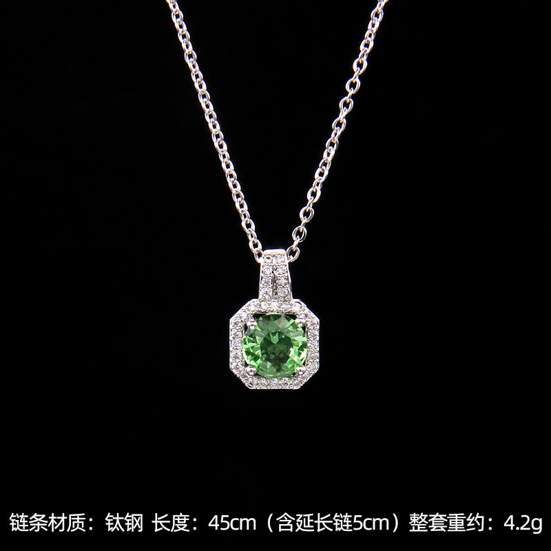 Set of Zircon Cross-Border Aliexpress Crystal Square Diamond Full Diamond Perfume Bottle Necklace Women's Jewelry Earrings Hot Selling Earrings