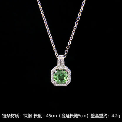 Set of Zircon Cross-Border Aliexpress Crystal Square Diamond Full Diamond Perfume Bottle Necklace Women's Jewelry Earrings Hot Selling Earrings