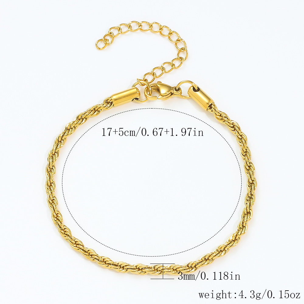 Stainless Steel Bracelet 18K Gold Vacuum Plating Furnace Versatile Simple Everyday Basic Bracelet Color-Preserving Jewelry