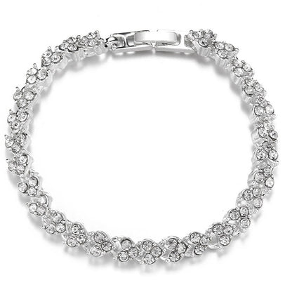 Wish Popular Heart-Shaped Diamond-Plated Silver-Plated Roman Bracelet Girls Fashion Crystal Bracelet Bracelet Bracelet