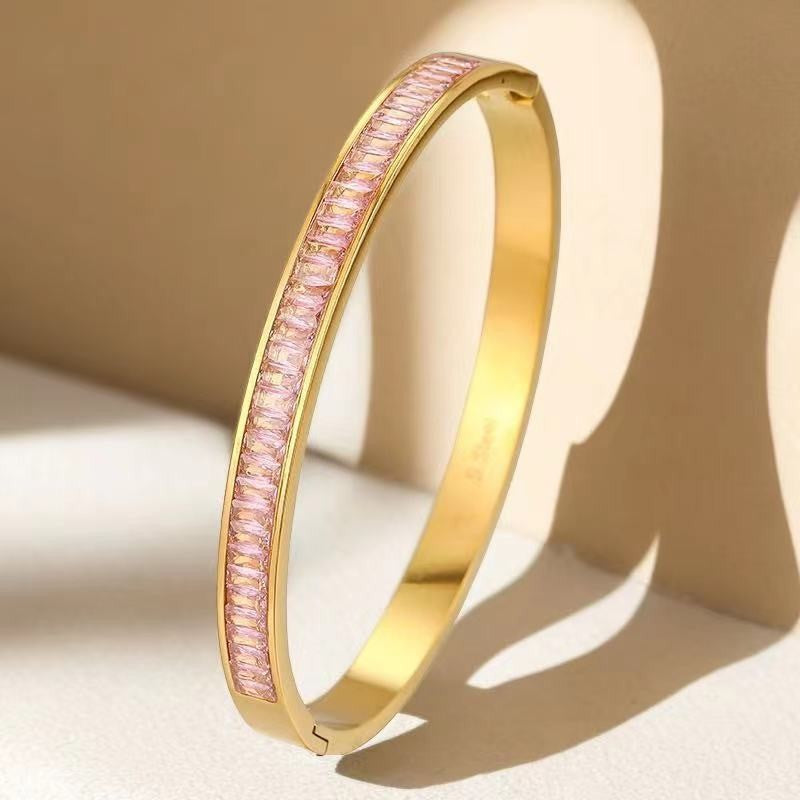 European and American Cross-Border Stainless Steel Bracelet, Titanium Steel Nail Bracelet for Women, Non-Fading, Simple, Versatile, Fashionable and Elegant Bracelet