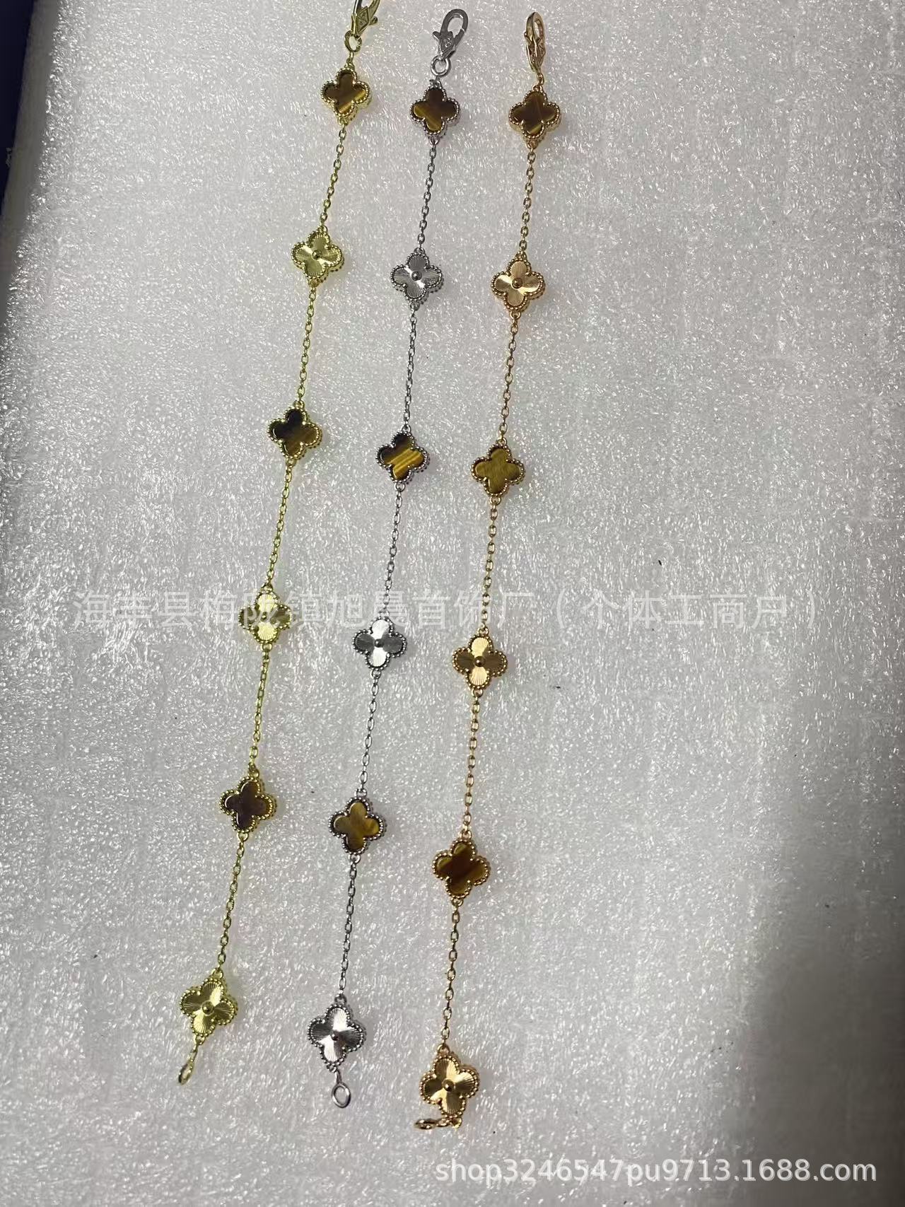 High Version V Gold Mini Small Four-Leaf Clover Six-Flower Bracelet for Women Full of Diamonds Plated with 18K Rose Gold Versatile High-End Jewelry