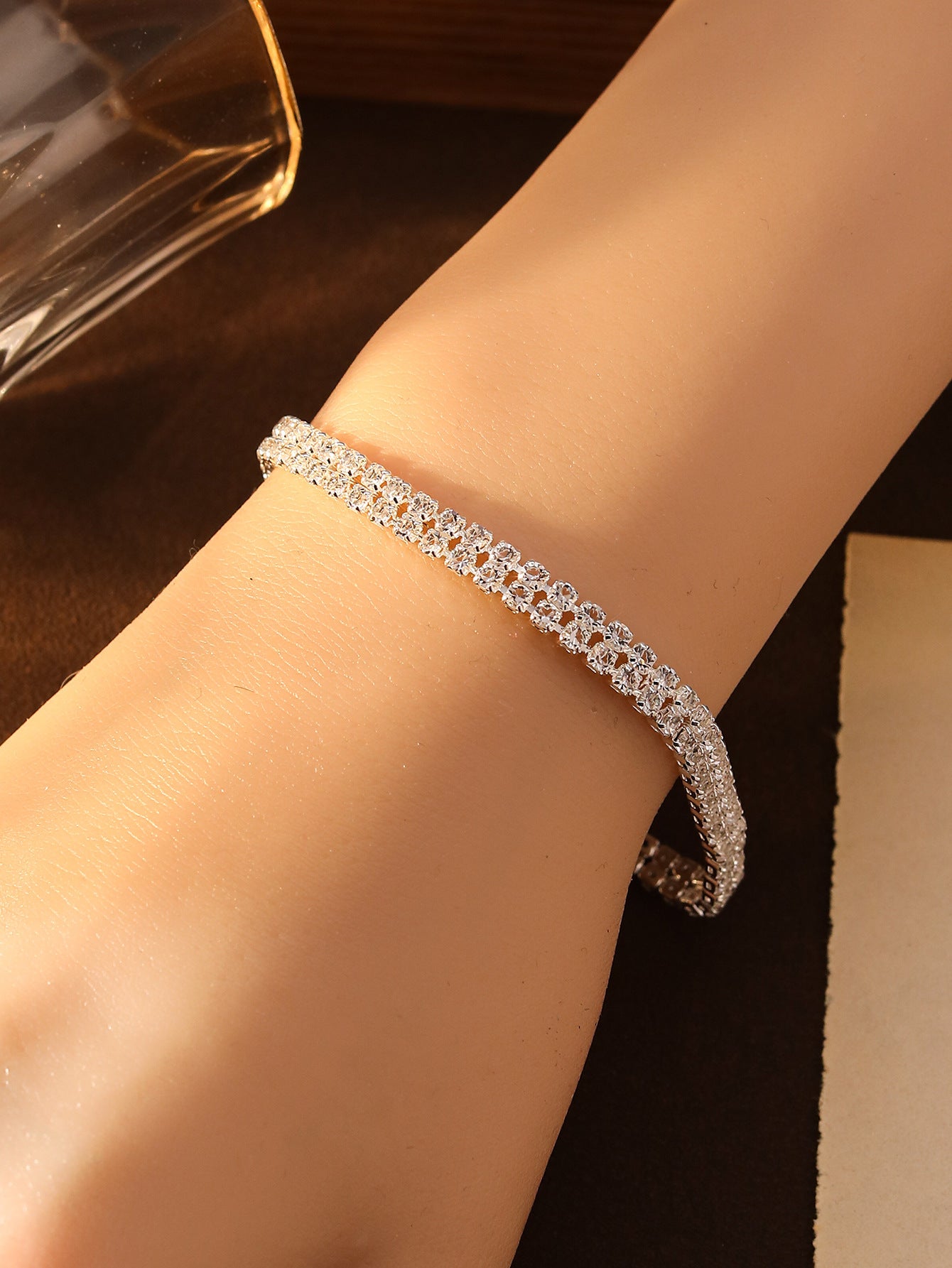 Cross-border Explosive Simple Fashion Rai Diamond Bracelet High-end Korean Style Light Luxury Full Diamond Bracelet European and American Style Personalized Bracelet
