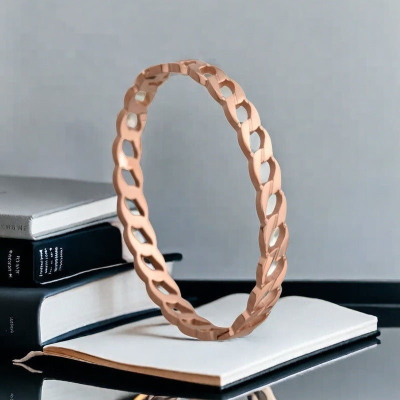 Cross-border Stainless Steel Bracelet Women's High-grade Electroplated Circle Bracelet Diamond Light Luxury Titanium Steel Fashion Jewelry