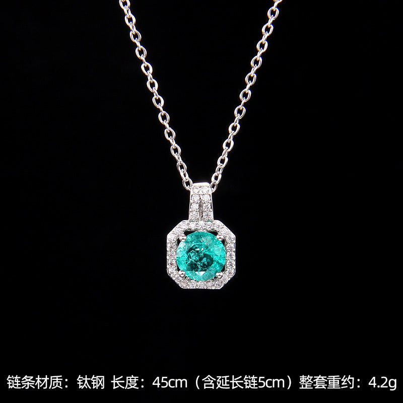 Set of Zircon Cross-Border Aliexpress Crystal Square Diamond Full Diamond Perfume Bottle Necklace Women's Jewelry Earrings Hot Selling Earrings
