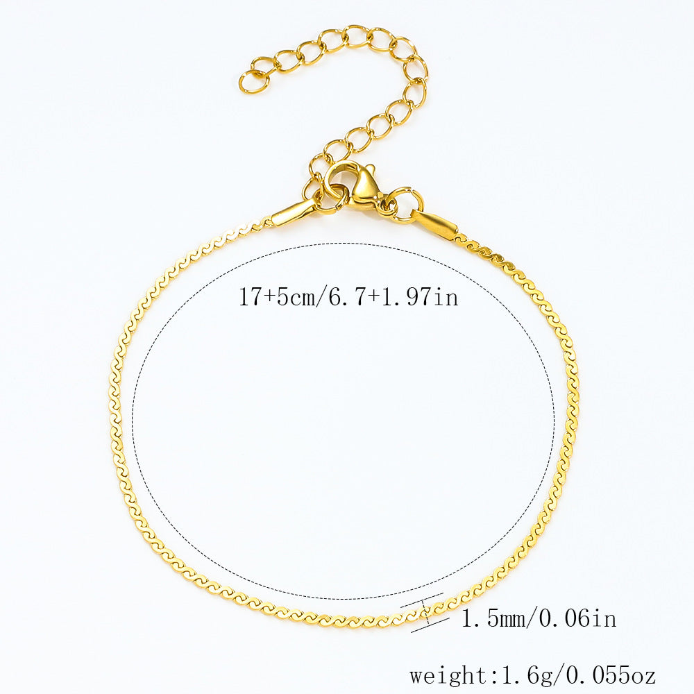 Stainless Steel Bracelet 18K Gold Vacuum Plating Furnace Versatile Simple Everyday Basic Bracelet Color-Preserving Jewelry