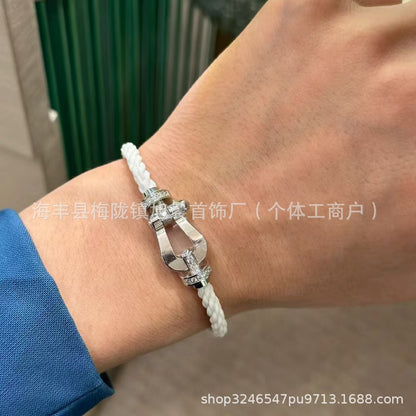New Trendy Ins Black Samurai Black Couple's Year Horseshoe Buckle Steel Rope Bracelet Bracelet Men's Bracelet