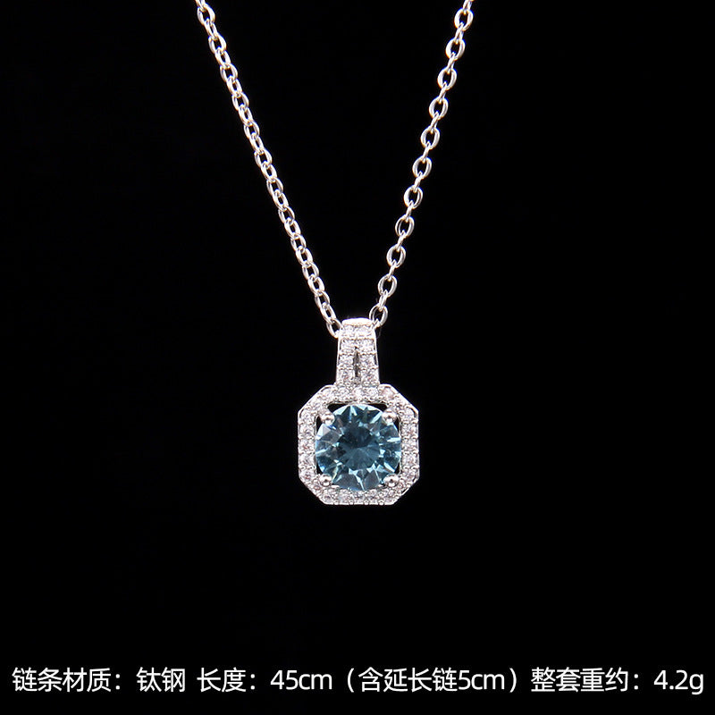 Set of Zircon Cross-Border Aliexpress Crystal Square Diamond Full Diamond Perfume Bottle Necklace Women's Jewelry Earrings Hot Selling Earrings