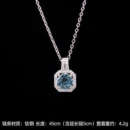 Set of Zircon Cross-Border Aliexpress Crystal Square Diamond Full Diamond Perfume Bottle Necklace Women's Jewelry Earrings Hot Selling Earrings
