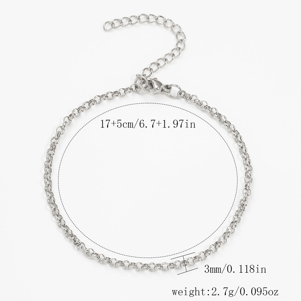 Stainless Steel Bracelet 18K Gold Vacuum Plating Furnace Versatile Simple Everyday Basic Bracelet Color-Preserving Jewelry