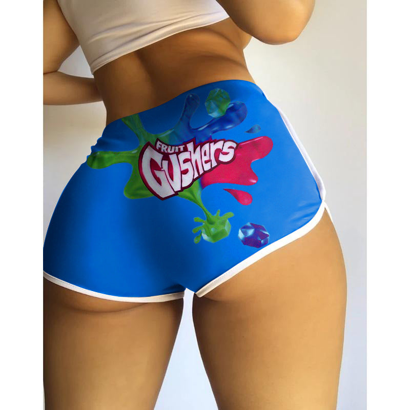 S390076 Amazon Hot Selling European and American Clothing Sexy Tight Shorts Letter Printed Popular Shorts Yoga Pants