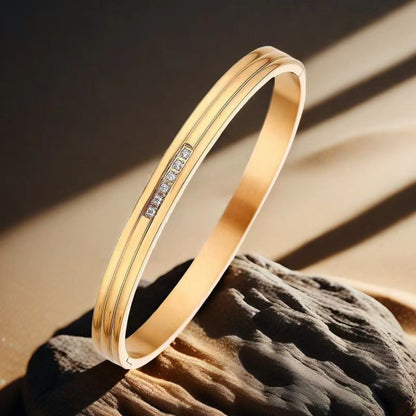 Cross-border Stainless Steel Bracelet Women's High-grade Electroplated Circle Bracelet Diamond Light Luxury Titanium Steel Fashion Jewelry