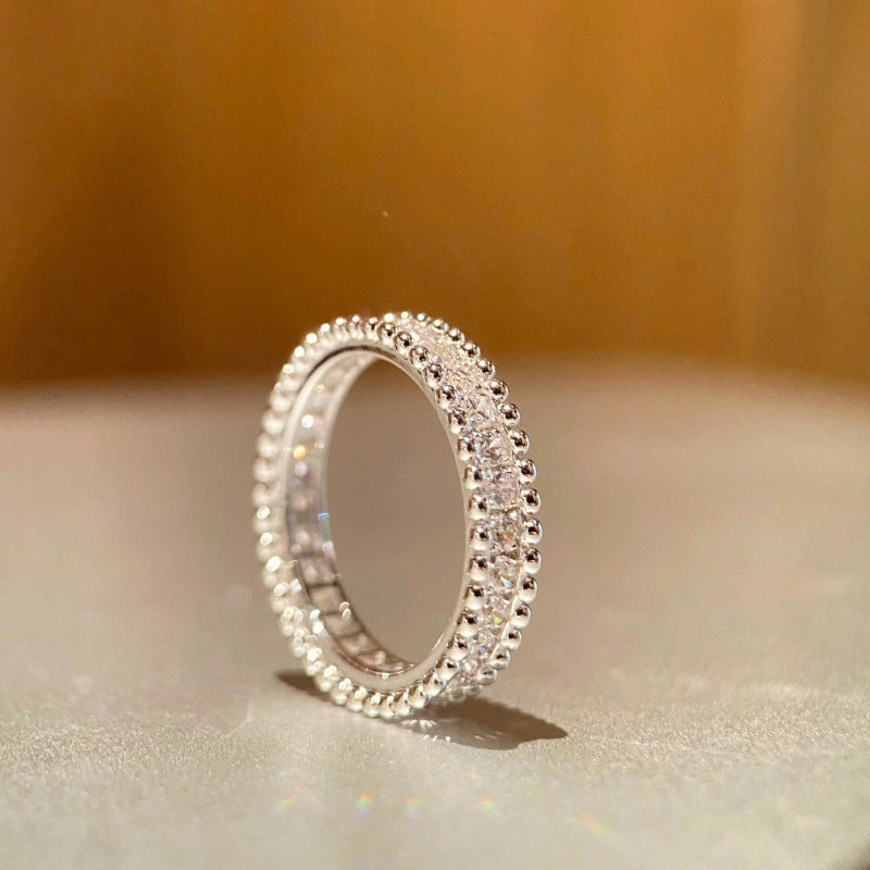 High-End Version of Diamond Ring for Women, Thick 18K Gold-Plated Bead Edge Full of Diamonds, Couple Ring Stackable Starry Sky Manufacturer Wholesale