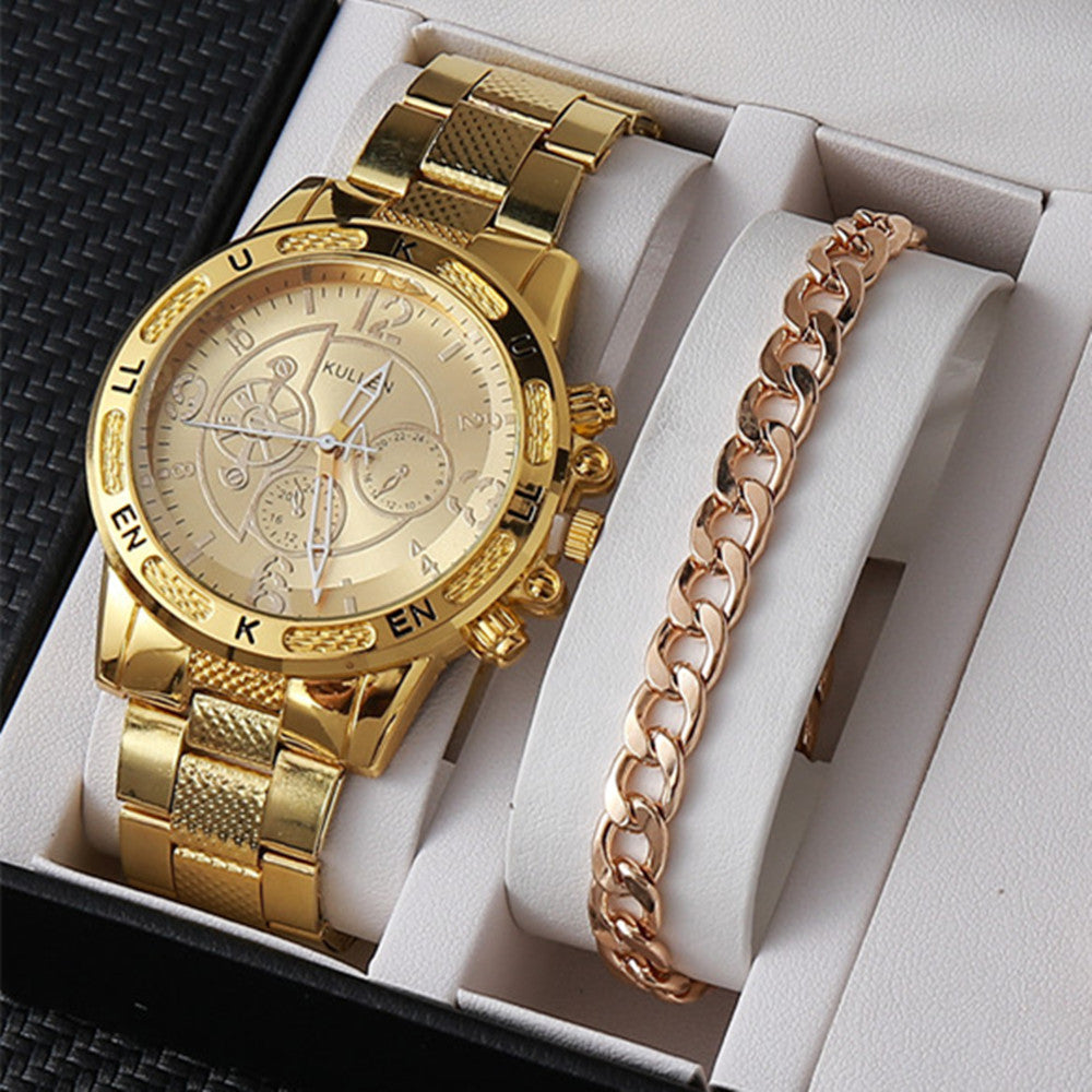 Factory direct sales calendar steel watch men's large dial quartz watch cross-border hot foreign trade men's watches wholesale