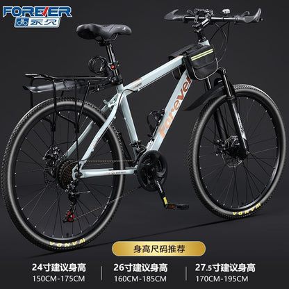 Permanent Aluminum Alloy Oil Disc Bicycle Mountain Bike Men's Variable Speed Adult Teenager Middle School Student Shock Absorbing Road Bicycle