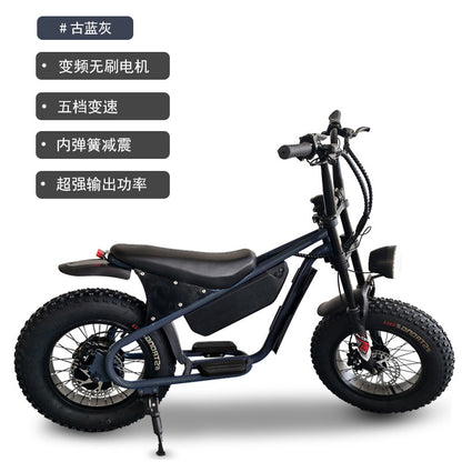16inch Retro Wide Tire Electric Bicycle for Commuting to Work, Adult Foldableable Electric Bicycle, Off-Road Fat Tire Electric Bicycle