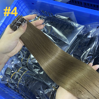 Human Hair Wig Hand Braided Hair Curtain Ladies Human Hair Genius Weft Bundles European and American Cross-Border