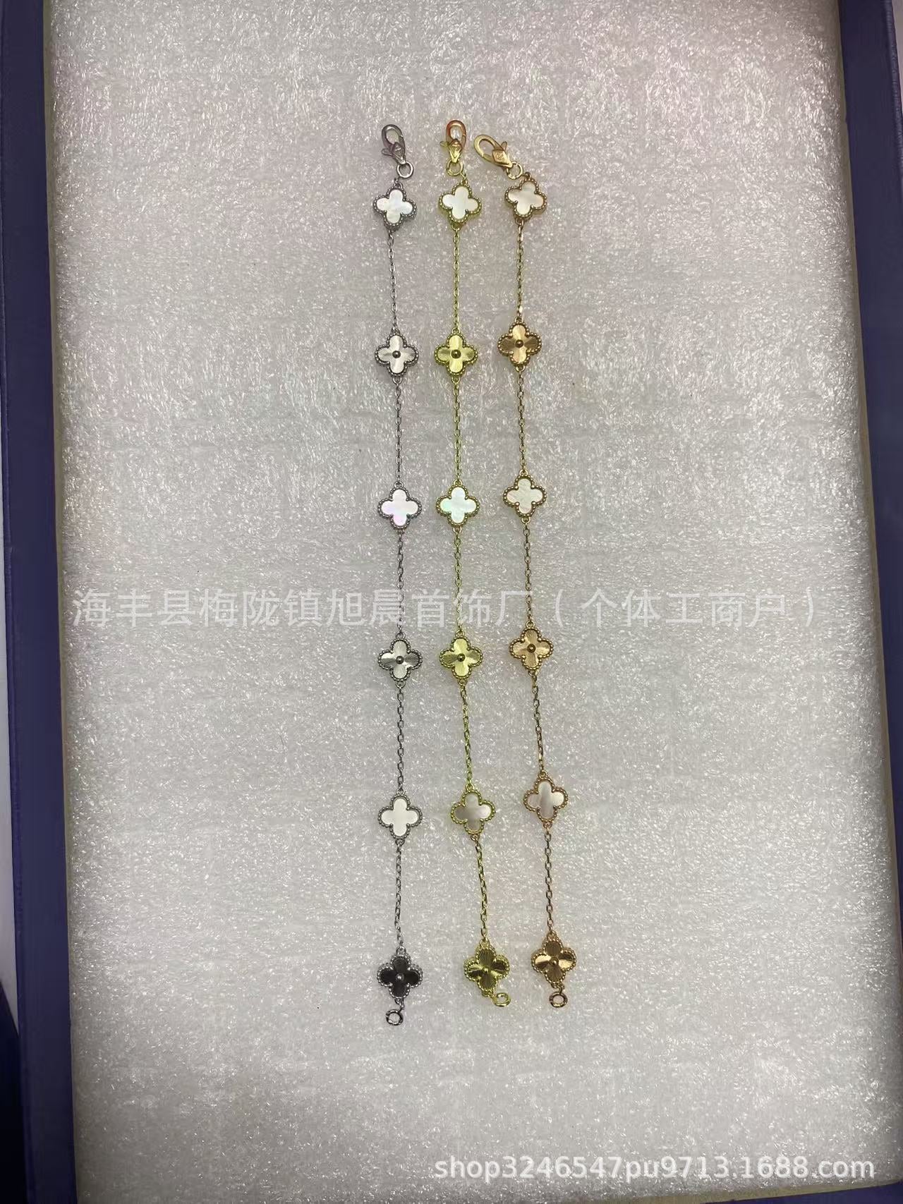 High Version V Gold Mini Small Four-Leaf Clover Six-Flower Bracelet for Women Full of Diamonds Plated with 18K Rose Gold Versatile High-End Jewelry