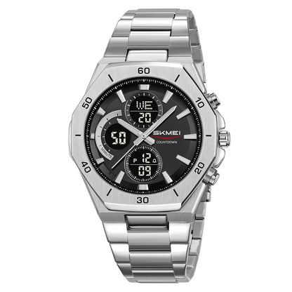 Ums Men's Steel Band Watch Dual Movement Waterproof Luminous Multi-Function Chronograph Watch Foreign Trade Cross-Border Spot Wholesale