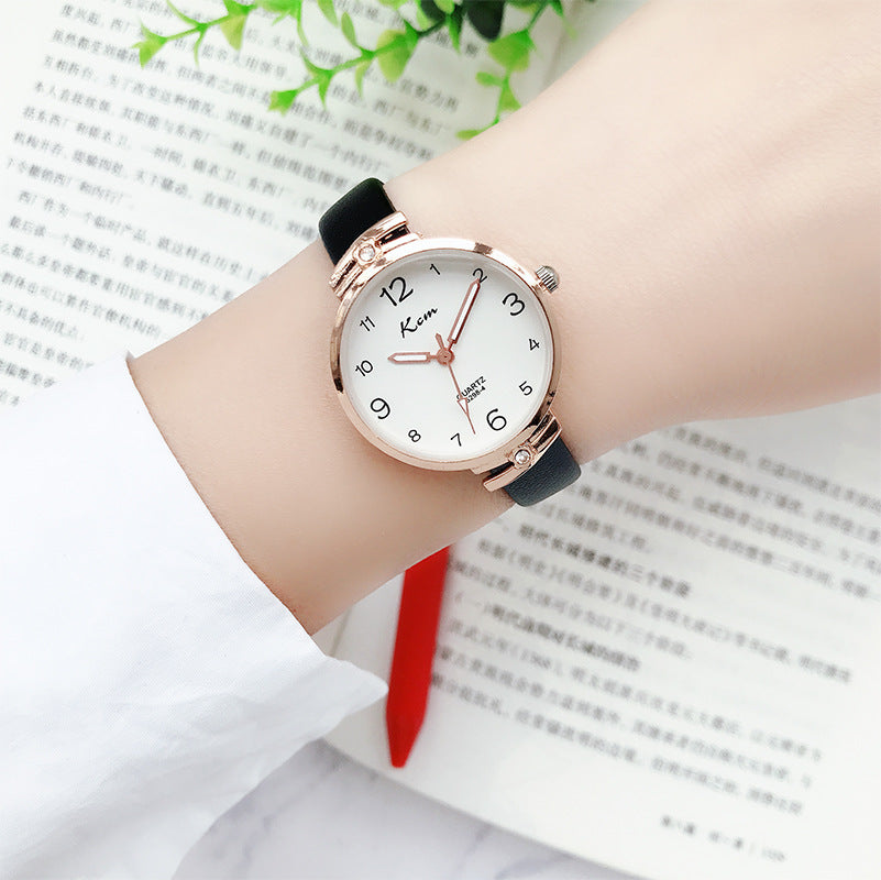 Card Mystery ins Style Student Watch Women's Harajuku Simple Gradient Thin Strap Waterproof Electronic Quartz Watch for Junior High School
