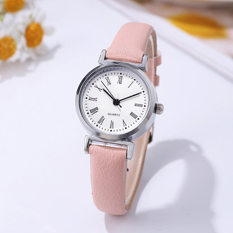 Cross-Border In-Stock Student Watches for Women, Niche Digital Thin Leather Strap Quartz Exam Ladies' Wholesale Student Electronic Watches