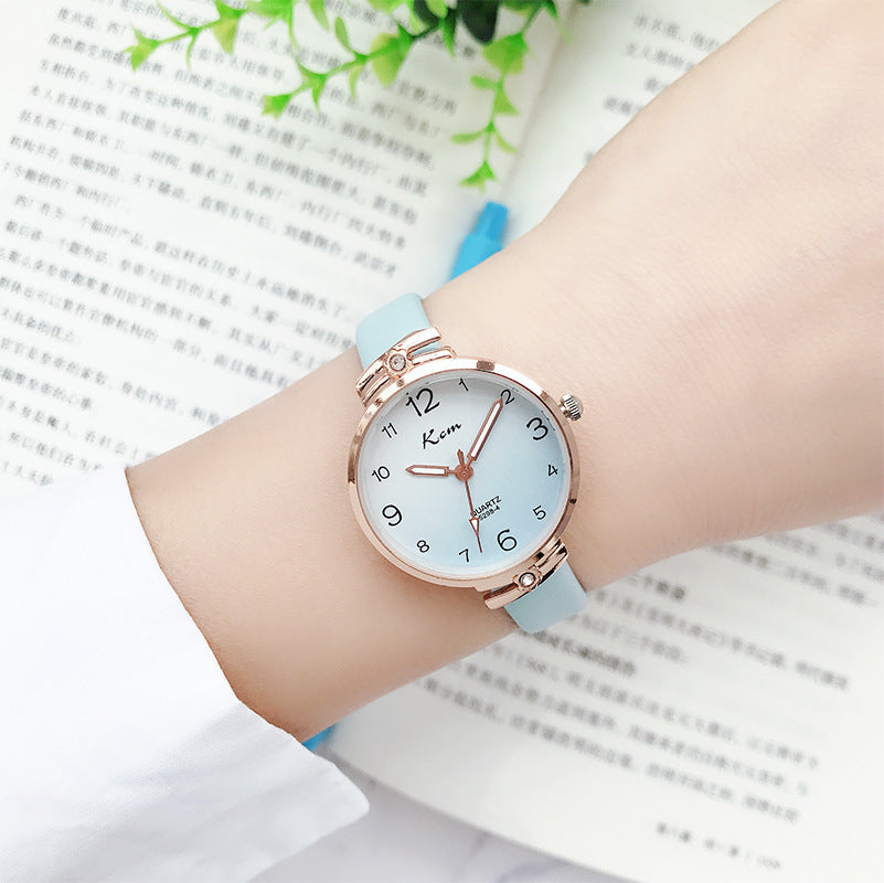 Card Mystery ins Style Student Watch Women's Harajuku Simple Gradient Thin Strap Waterproof Electronic Quartz Watch for Junior High School