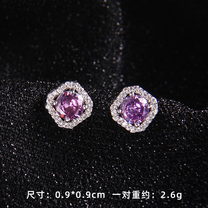 Set of Zircon Cross-Border Aliexpress Crystal Square Diamond Full Diamond Perfume Bottle Necklace Women's Jewelry Earrings Hot Selling Earrings