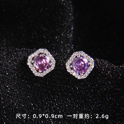 Set of Zircon Cross-Border Aliexpress Crystal Square Diamond Full Diamond Perfume Bottle Necklace Women's Jewelry Earrings Hot Selling Earrings