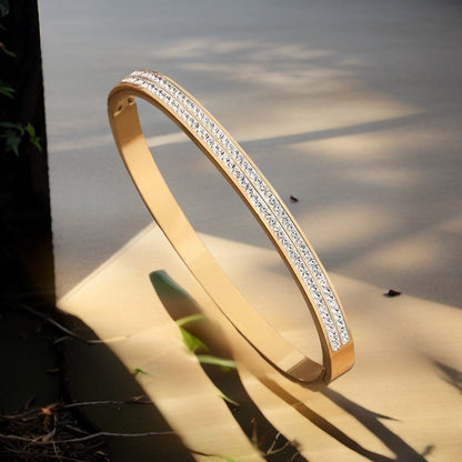 Cross-border Stainless Steel Bracelet Women's High-grade Electroplated Circle Bracelet Diamond Light Luxury Titanium Steel Fashion Jewelry