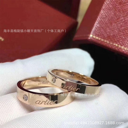 High-Quality Card Ring Love Single Diamond Signature Ring with Diamonds That Will Not Fade, Couple Rings, Men's and Women's Rings Factory Wholesale