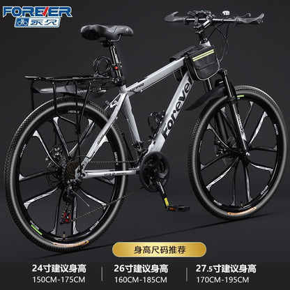 Permanent Aluminum Alloy Oil Disc Bicycle Mountain Bike Men's Variable Speed Adult Teenager Middle School Student Shock Absorbing Road Bicycle