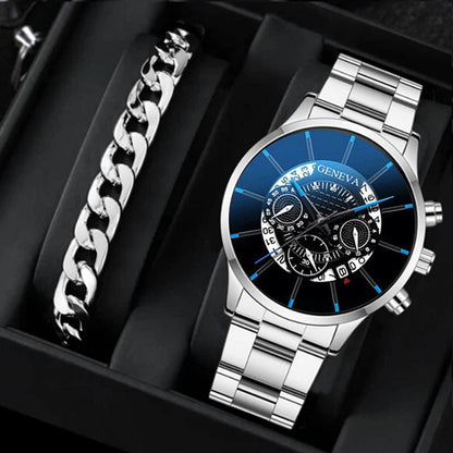 Factory direct sales calendar steel watch men's large dial quartz watch cross-border hot foreign trade men's watches wholesale