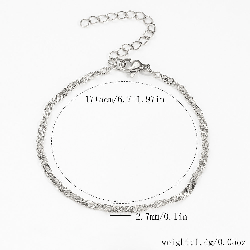 Stainless Steel Bracelet 18K Gold Vacuum Plating Furnace Versatile Simple Everyday Basic Bracelet Color-Preserving Jewelry
