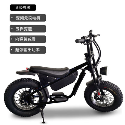 16inch Retro Wide Tire Electric Bicycle Snow Off-Road Beach Lithium Battery Moped Cross-Border Foreign Trade Manufacturer Wholesale