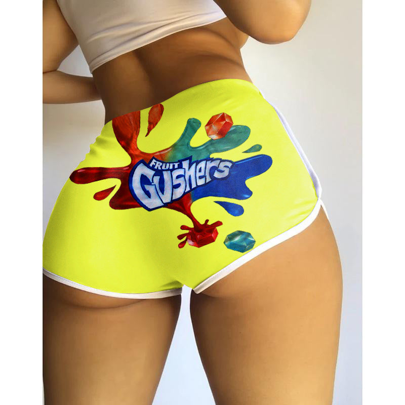 S390076 Amazon Hot Selling European and American Clothing Sexy Tight Shorts Letter Printed Popular Shorts Yoga Pants