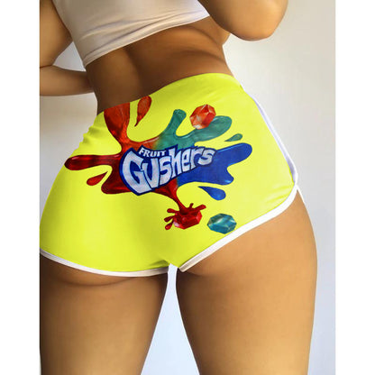 S390076 Amazon Hot Selling European and American Clothing Sexy Tight Shorts Letter Printed Popular Shorts Yoga Pants