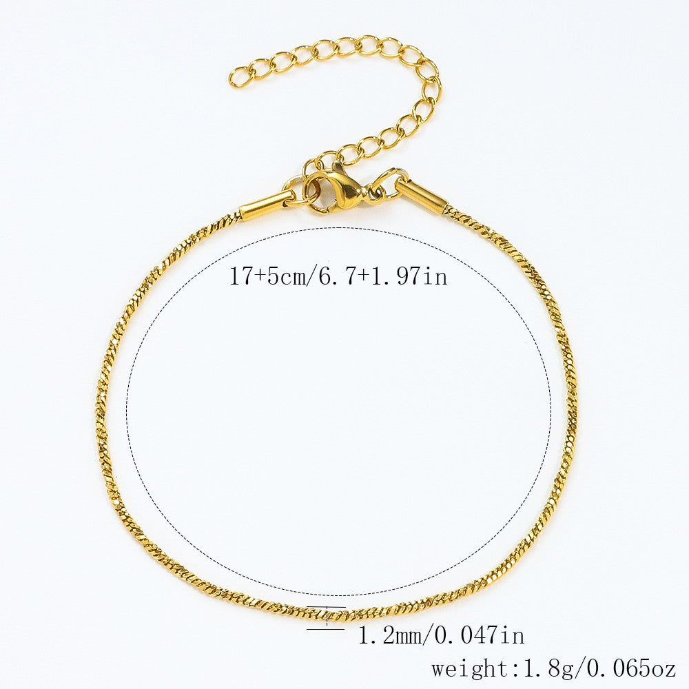 Stainless Steel Bracelet 18K Gold Vacuum Plating Furnace Versatile Simple Everyday Basic Bracelet Color-Preserving Jewelry