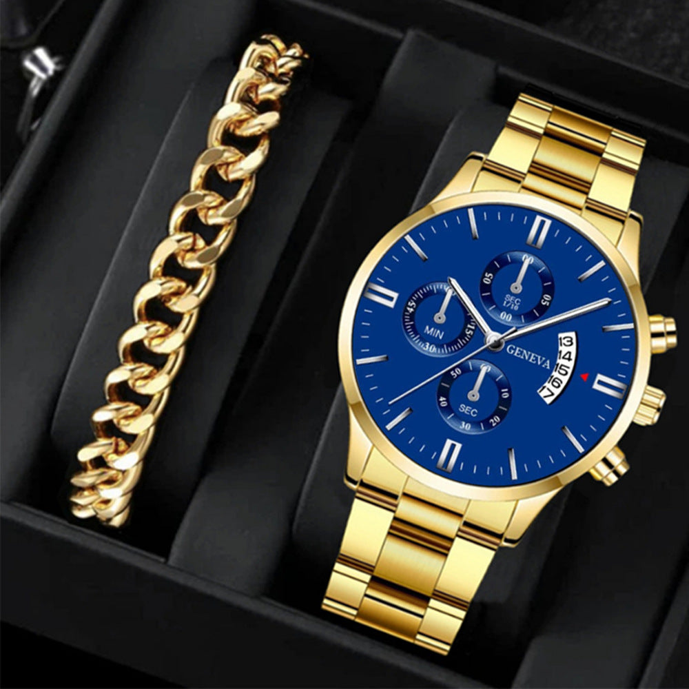 Factory direct sales calendar steel watch men's large dial quartz watch cross-border hot foreign trade men's watches wholesale