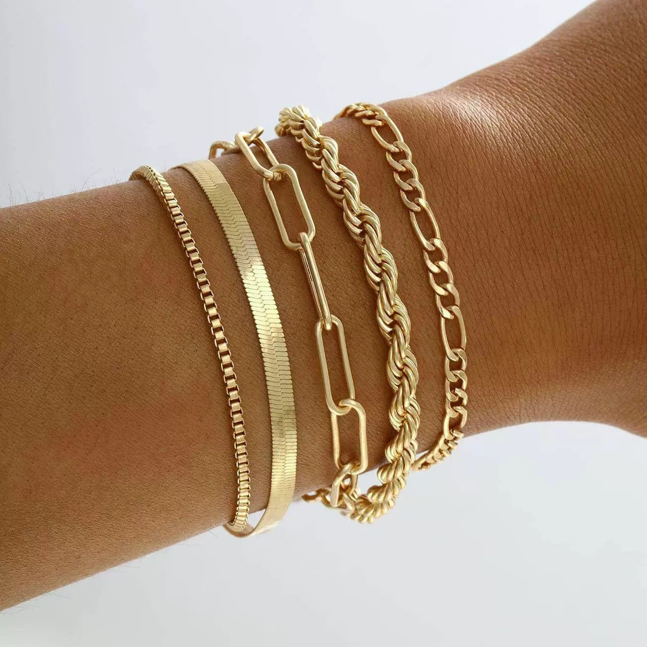 6-Piece Set Bracelets Women's Metal Strip Jewelry Set 6-Pack Hand Suit