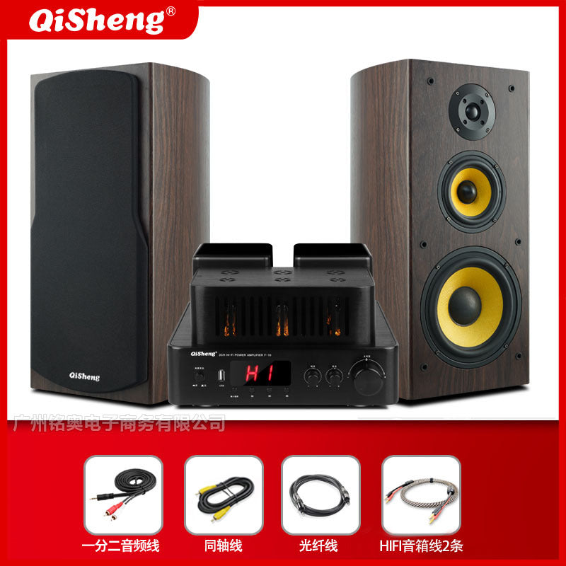 Qisheng Wooden Desktop Bookshelf Hifi Sound Quality High Power High Fidelity Tube Amplifier Passive Hifi Speaker