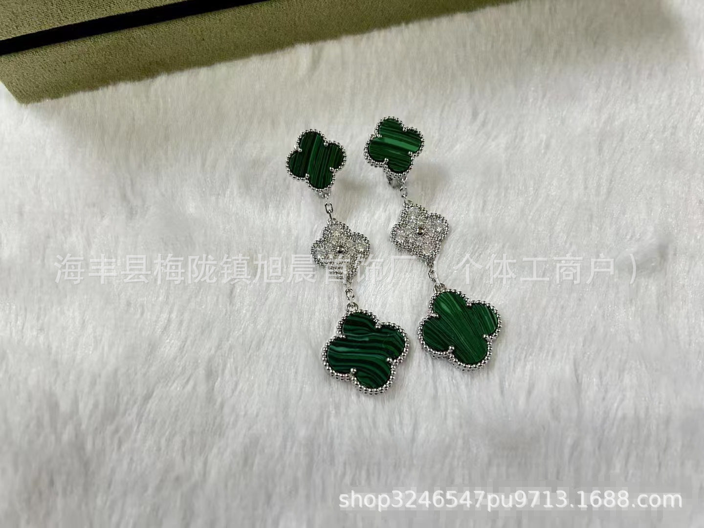 2024 New Four-Leaf Clover Three-Flower Plated 18K Gold Black Agate Red Chalcedony Long Earrings for Women Ins Earrings Anti-Over