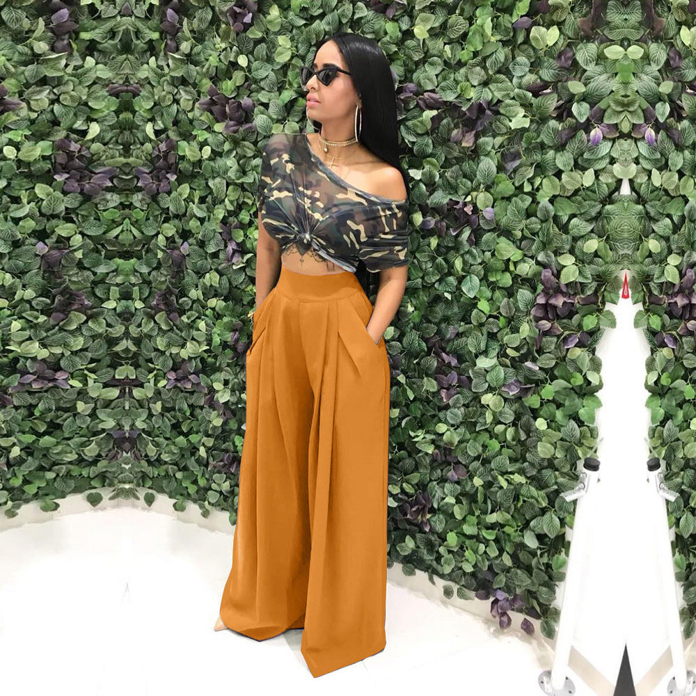 S2018 Hot-Selling Fashion Stylish Flared Pants Wide-Leg Casual Pants Autumn and Winter Wide-Leg Pants 14 Colors Available
