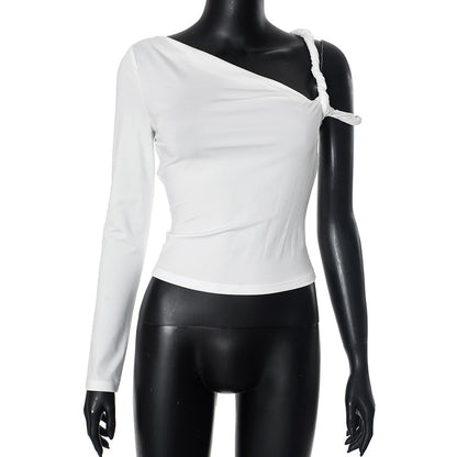 Letter H24TP239 Europe and the United States cross-border women's clothing 2024 autumn new fashion trend off-shoulder sexy hot girl top